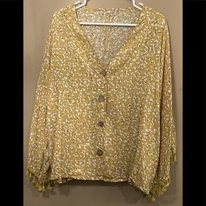 New Pale Yellow Mini Floral Pattern Top